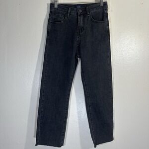 KHAITE Women's High Rise Straight Jeans in Black 25